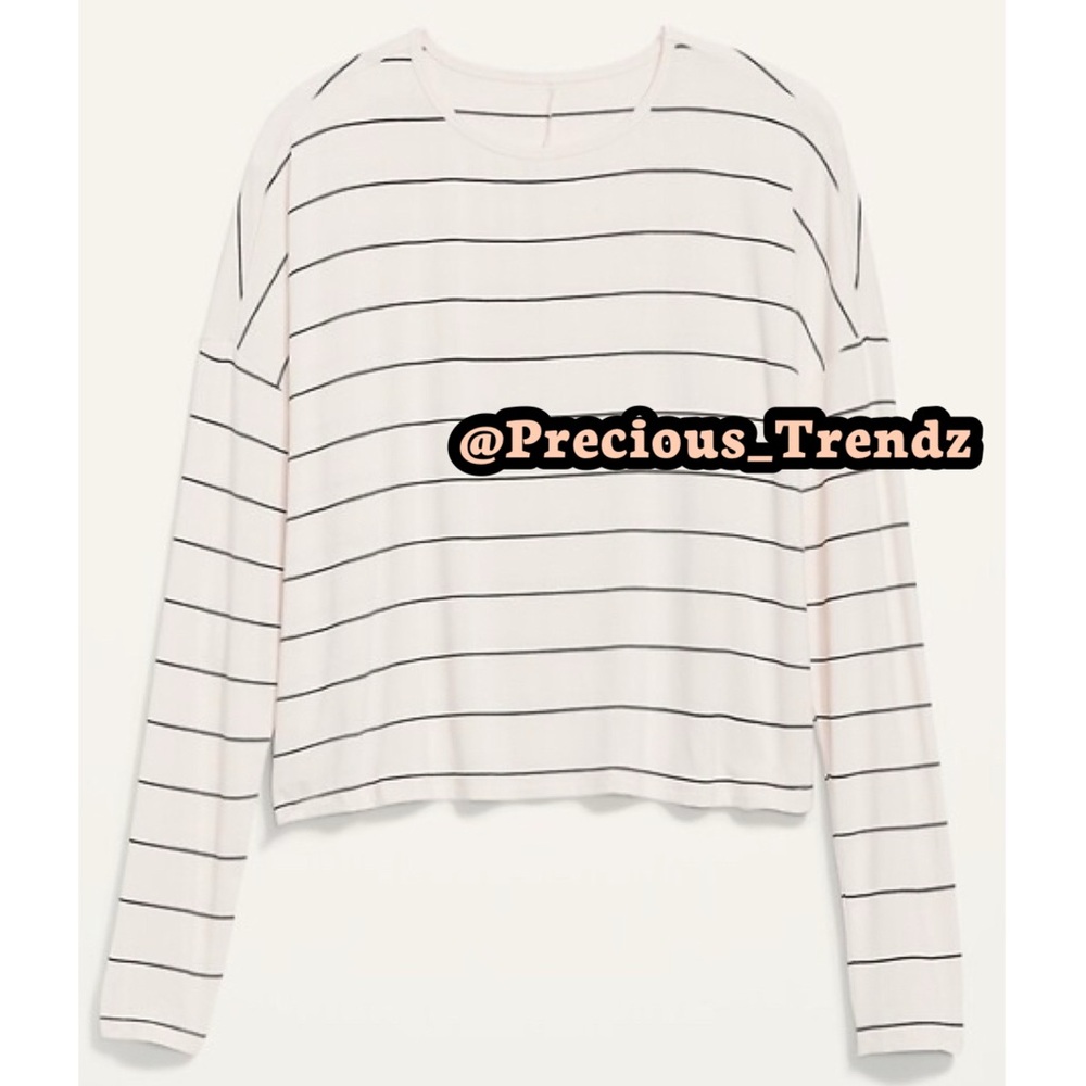 ๐ฆ Old Navy Oversized Luxe Striped Long-Sleeve T- Shirt 3X Natural Stripe